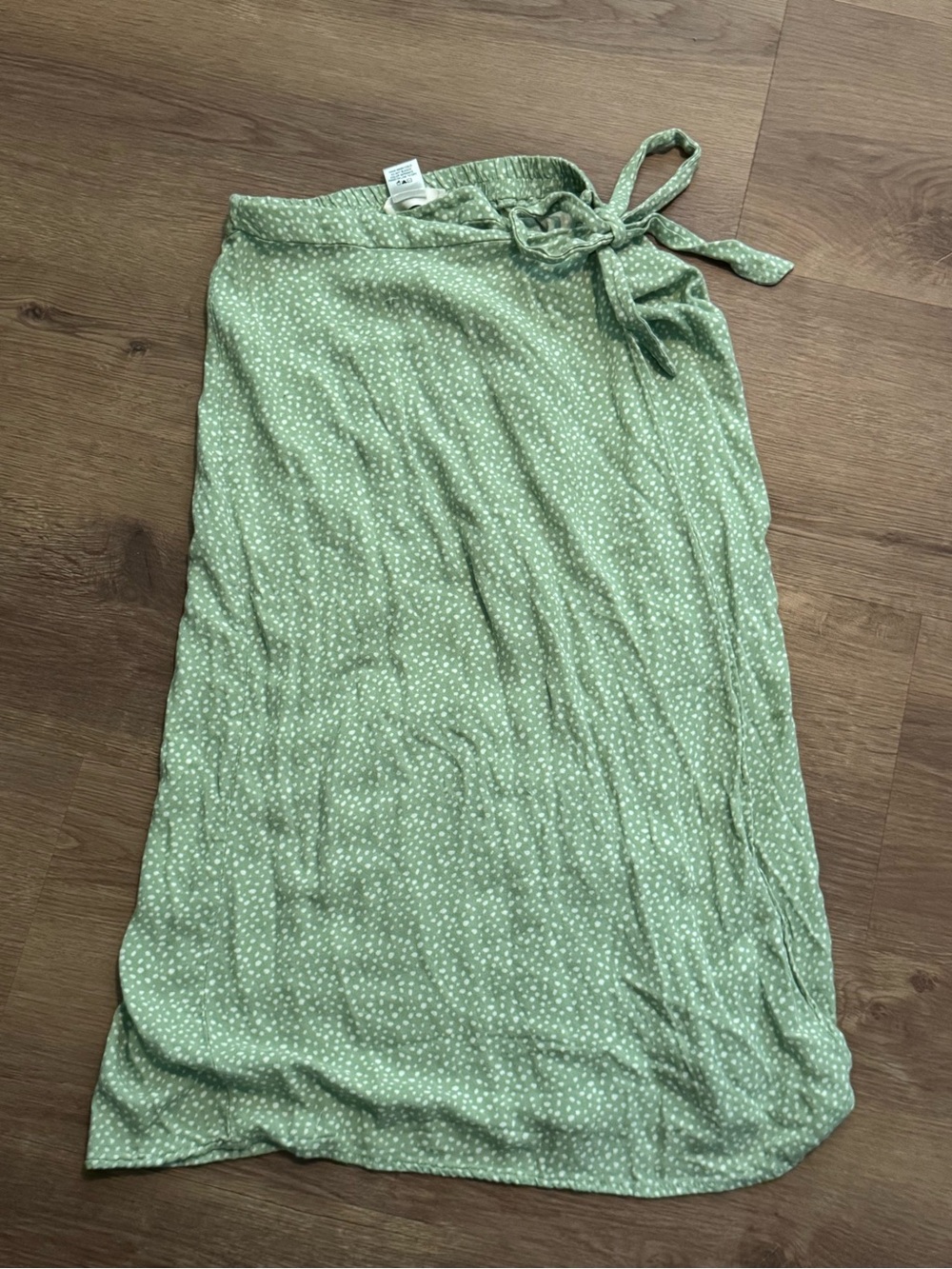 URBAN Romantics Light Green Polka Dot Wrap Maxi Skirt